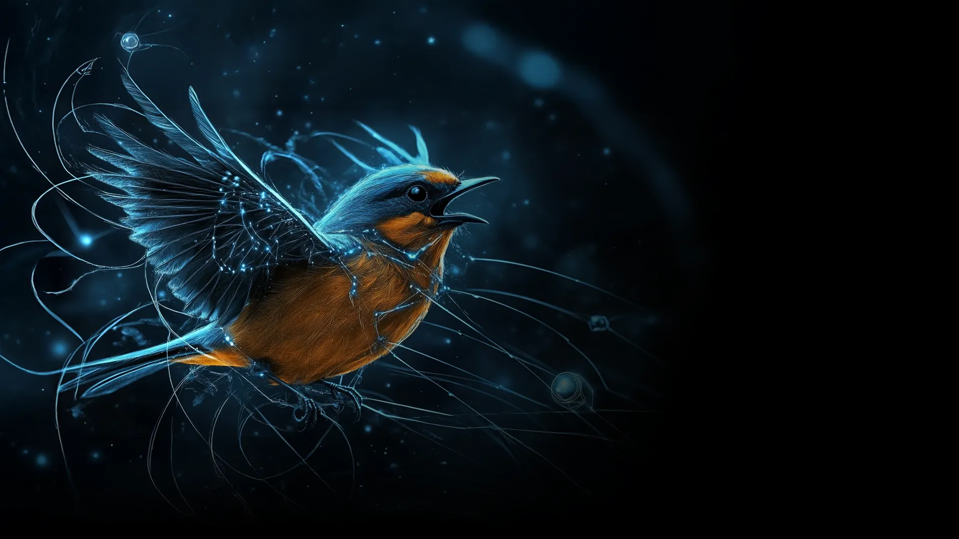 Leuchtender Vogel als Key Visual für Future of Work